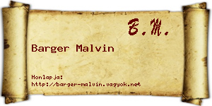 Barger Malvin névjegykártya